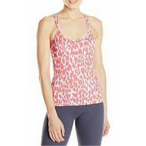 Alo Yoga Ananda Women’s Long Bra Top Athletic Workout Tank Mesh Detail Pink Gray